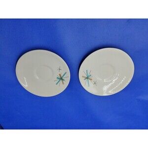2 Salem NORTH STAR Atomic Starburst MCM 1960’s 6”Saucer Plates + 1 Chipped